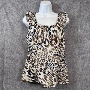 Y2K Fairy Grunge Whimsigoth Babydoll Top Womens Medium Petite Animal Print sheer